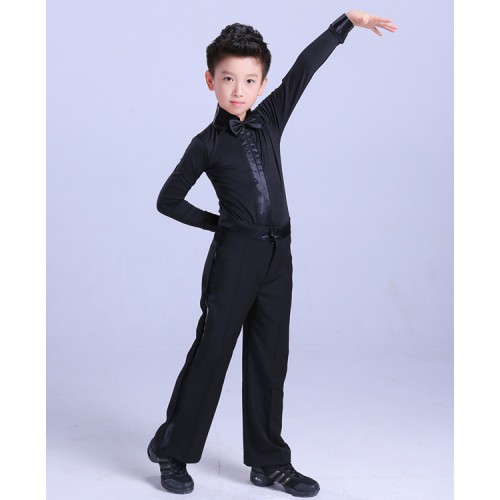 Boy's latin dance tops and pants ballroom waltz tango salsa competition exercises performance dancing shirts and long pants